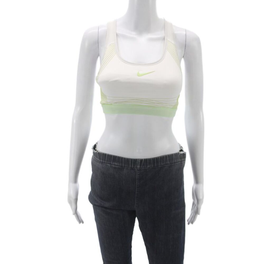 Nike Womens Striped Pullover Sports Bra White Mint Green Size Medium